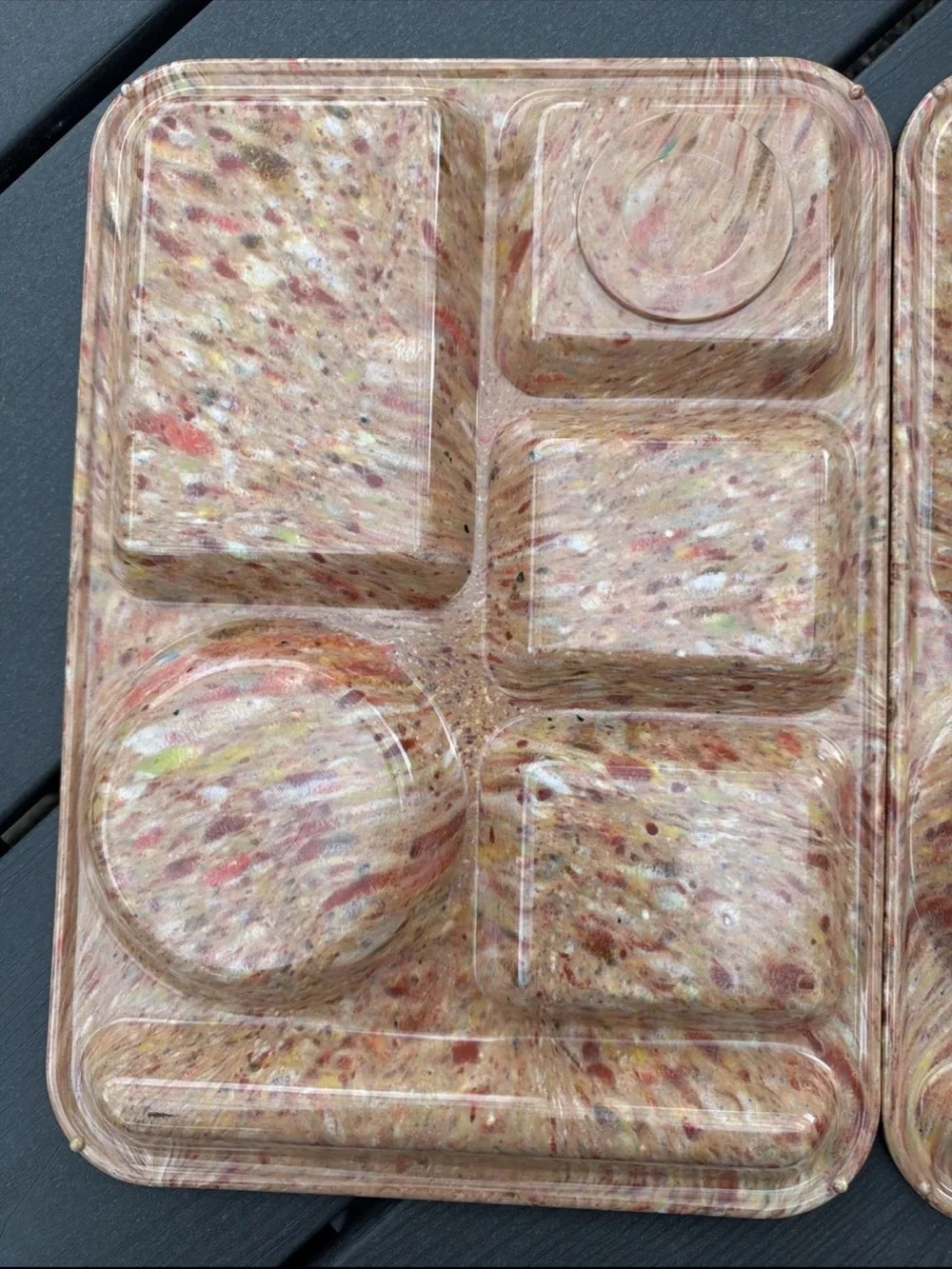 Vintage Texas Ware Speckled Confetti Trays (2) Melamine Lunch Trays #146